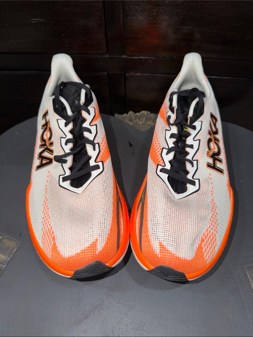BNWOT Hoka Mach X 3 White/Orange Running Black Accents sneakers